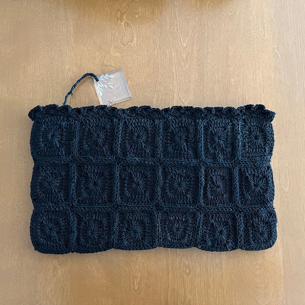 Vintage 1960s Black large Woven Clutch